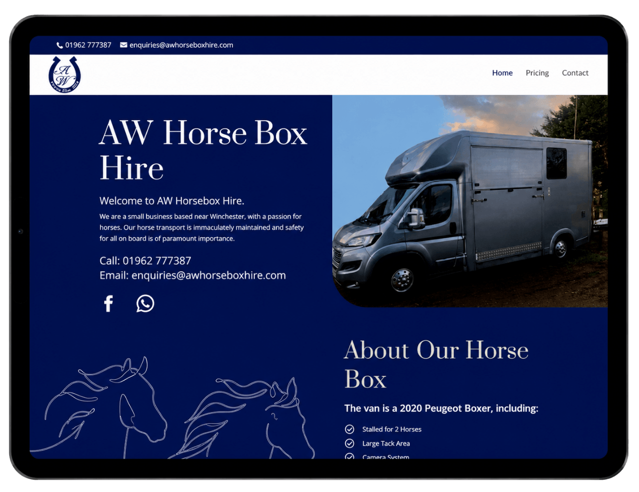 AW Horse Box Hire Sicky Websites - AW Horse Box Hire based in Winchester, Hampshire, South England UK